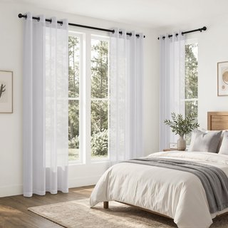 Cortinas Visillo Blancas con Ojales 132x260cm