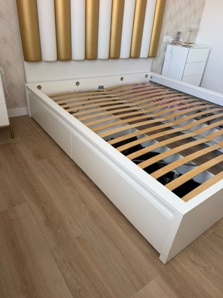 Canapé con cajonera blanco cama de matrimonio