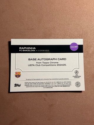 Cromo Raphinha Topps Chrome Autógrafo