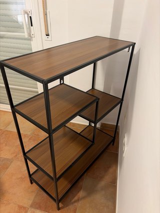 Estantería madera Nogal y Metal Negro