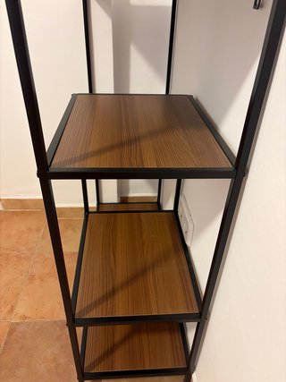 Estantería madera Nogal y Metal Negro