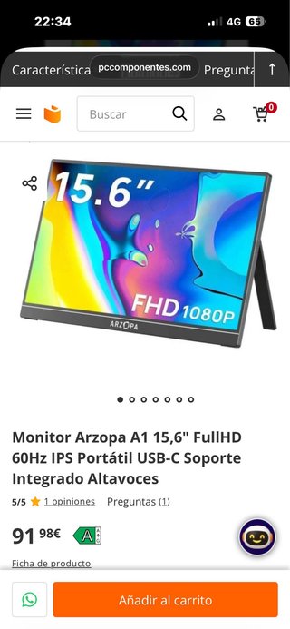 Monitor Portátil Arzopa A1 15.6 FHD USB-C