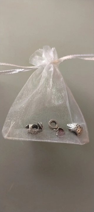Lote 3 charms Pandora búho, corazón y bruja