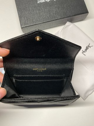 YSL Cartera Negra de Piel – Nueva con Caja