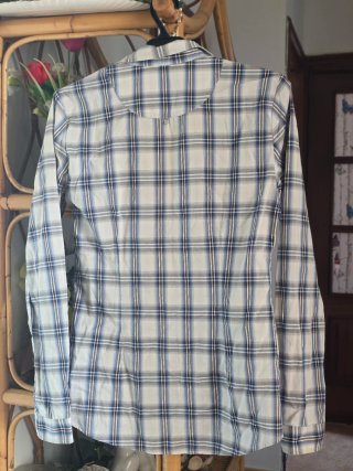 Camisa Massimo Dutti Cuadros Azul y Blanca