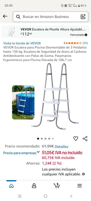 Escalera Piscina VEVOR Desmontable
