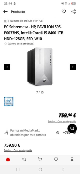 PC Sobremesa HP i5 1TB HDD + 128GB SSD