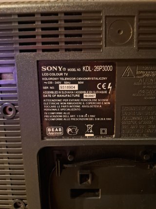 TV Sony Bravia 26 Negra