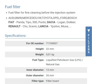 Filtro Gas - Fase Liquida - Glp