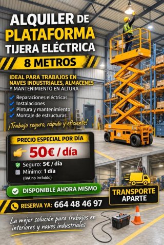 Alquiler Plataforma Eléctrica Tijera 8m