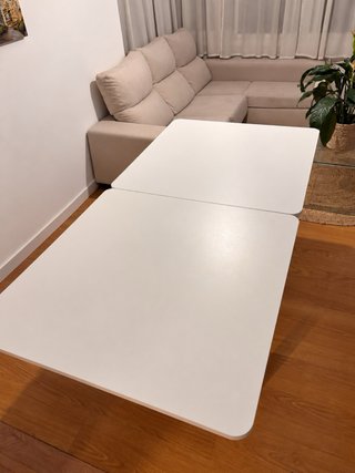 Mesa de comedor extensible blanca 90x90 / 180x90