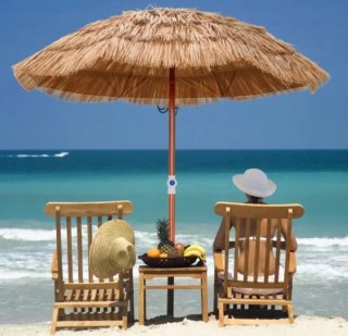 COSTWAY Sombrilla de playa Hawaiana sin funda 175