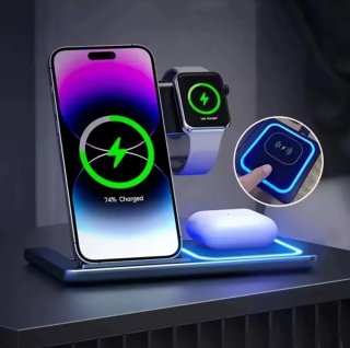 Cargador Inalámbrico Rápido LED 3 en 1