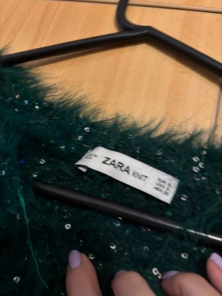 Jersey Zara verde lentejuelas Talla S
