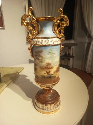 Jarrón Vintage Ramgi Manises Porcelana y Oro