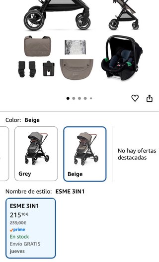 Kinderkraft ESME Carrito Bebé 3 en 1