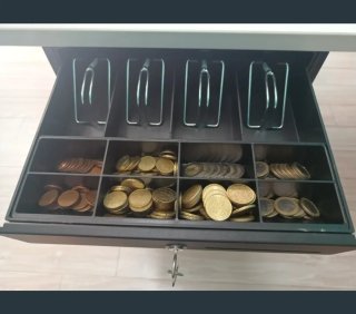 Cajón Portamonedas Metálico con Llave