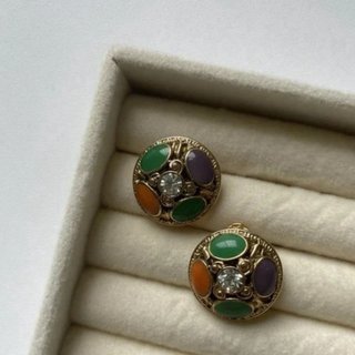 Pendientes vintage redondos multicolor