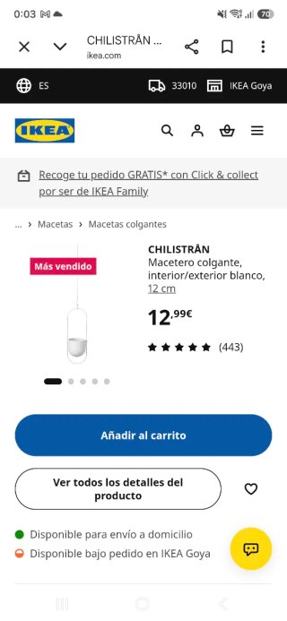 Macetero colgante de acero blanco