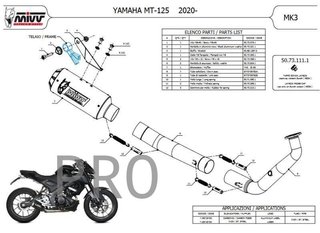 Tubo completo Yamaha mt 125 r 125 mivv