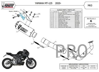 Tubo completo Yamaha mt 125 r 125 mivv