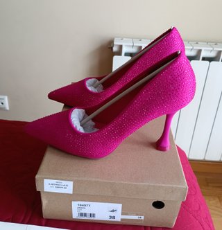 Zapatos tacón fucsia brillantes 38 y 39