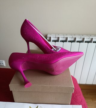Zapatos tacón fucsia brillantes 38 y 39