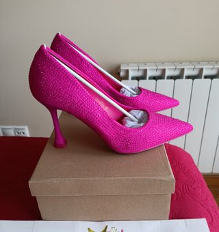 Zapatos tacón fucsia brillantes 38 y 39