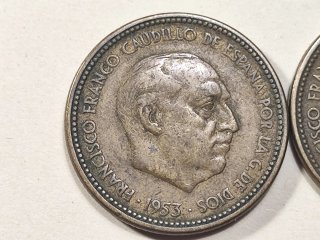 Lote 2 Monedas 2,50 Pts., 1953 *54 *56