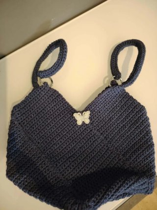 Borsa uncinetto blu fatta a mano