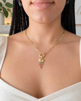 Collar Guacamaya Venezolana Oro Multicolor
