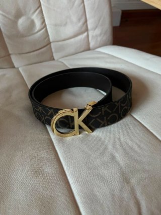 Cinturón Calvin Klein CK Marrón y Dorado
