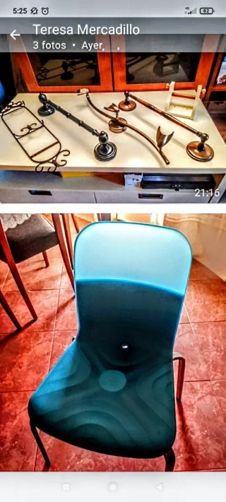 Silla vintage cobre y madera