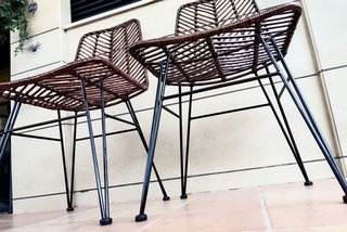 Conjunto mesa y sillas ratán de jardín de 1930