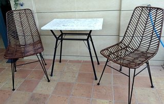 Conjunto mesa y sillas ratán de jardín de 1930
