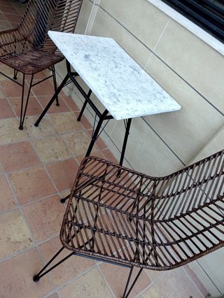Conjunto mesa y sillas ratán de jardín de 1930