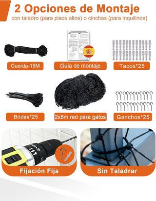 NIEKILIG Red Gatos 8×2m Reforzada Acero 12 hilos