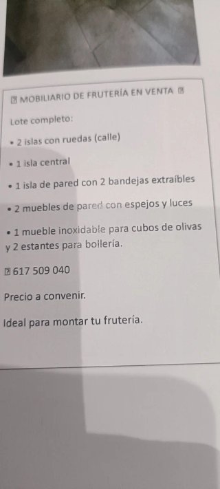 URGE vender Mobiliario Completo para Frutería