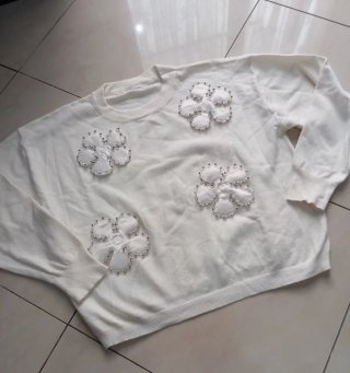 Maglione donna fiori 3D Tg S/M