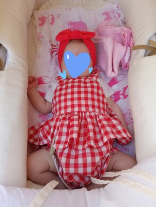Pelele de Cuadros Vichy Rojo (1-3 meses)