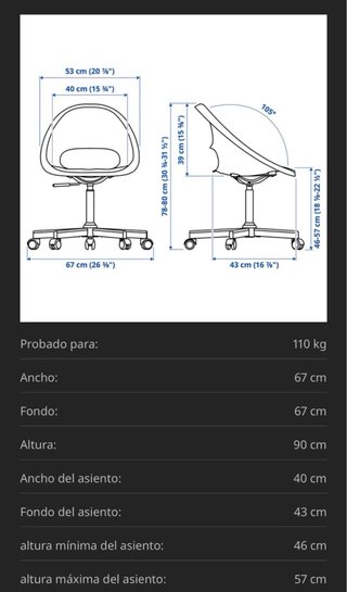 Silla de Escritorio IKEA ELDBERGET/MALSKÄR Negra