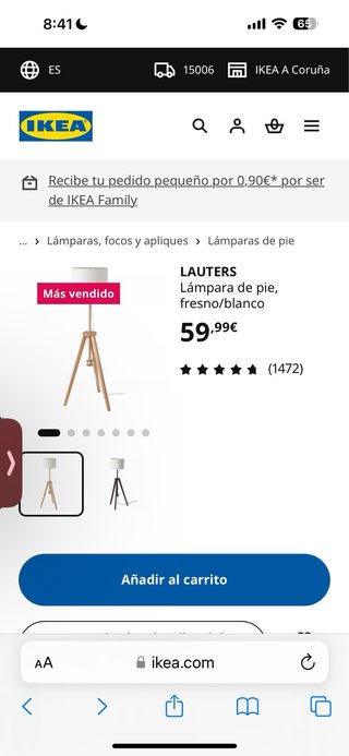 Lámpara de pie IKEA LAUTERS