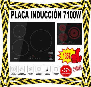 Placa de Inducción Cata 3 Zonas 7100W