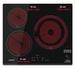 Placa de Inducción Cata 3 Zonas 7100W
