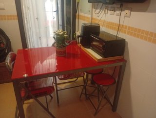 Mesa Cocina Cristal Rojo Confora