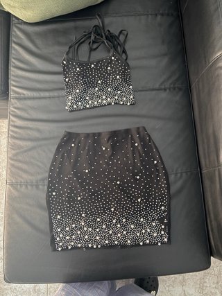 Conjunto de Fiesta Negro con Pedrería