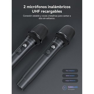 Altavoz Karoke 100W RMS 2 micrófonos UHF NUEVO