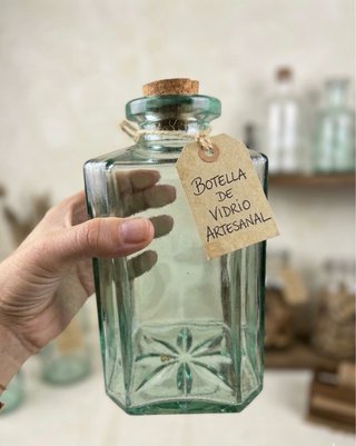 Botella de Vidrio Vintage con Corcho