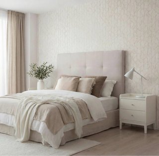Cabecero de cama beige 145x120x5