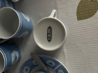 Juego de té/café azul y blanco